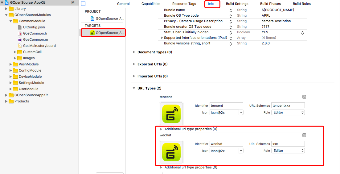 Configure URL Schemes