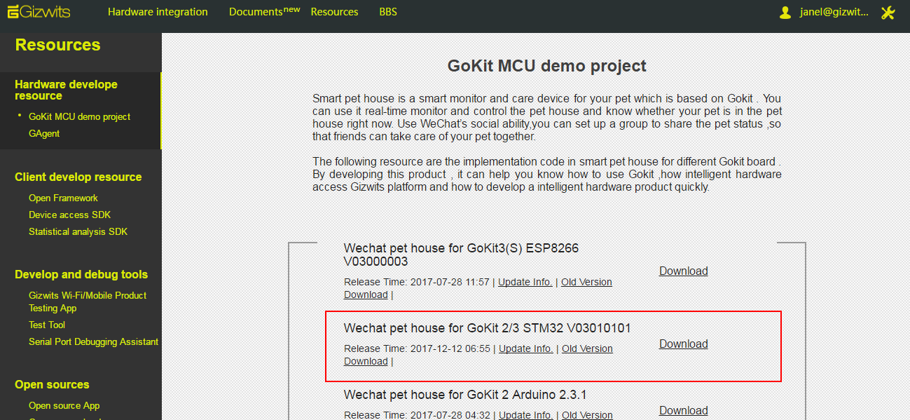 Gizwits Cloud access for standalone MCU scheme